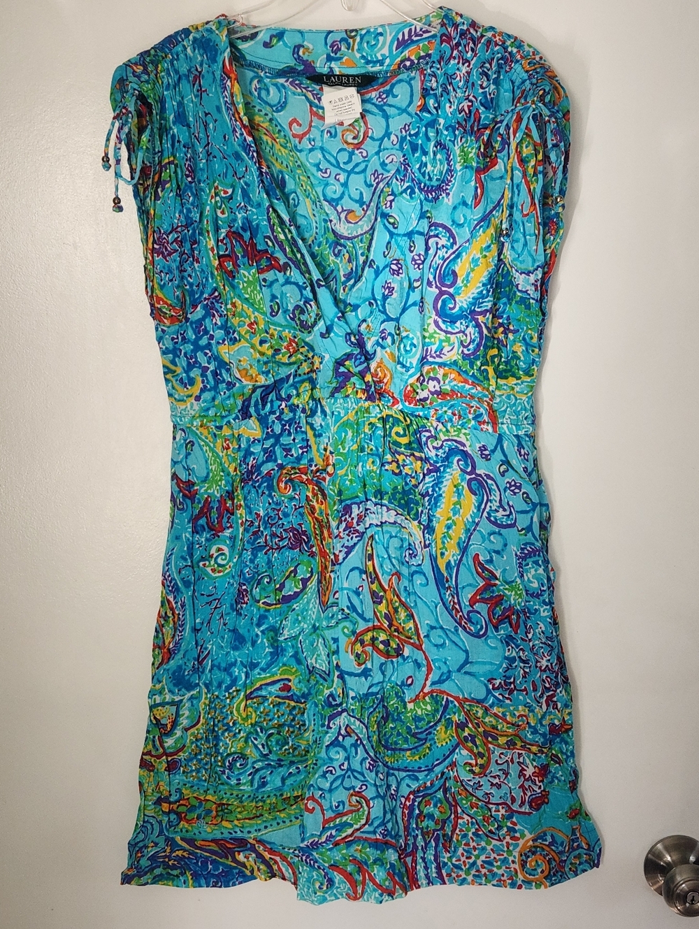 Lauren Ralph Swim coverup up tunic paisley blue print - Size M